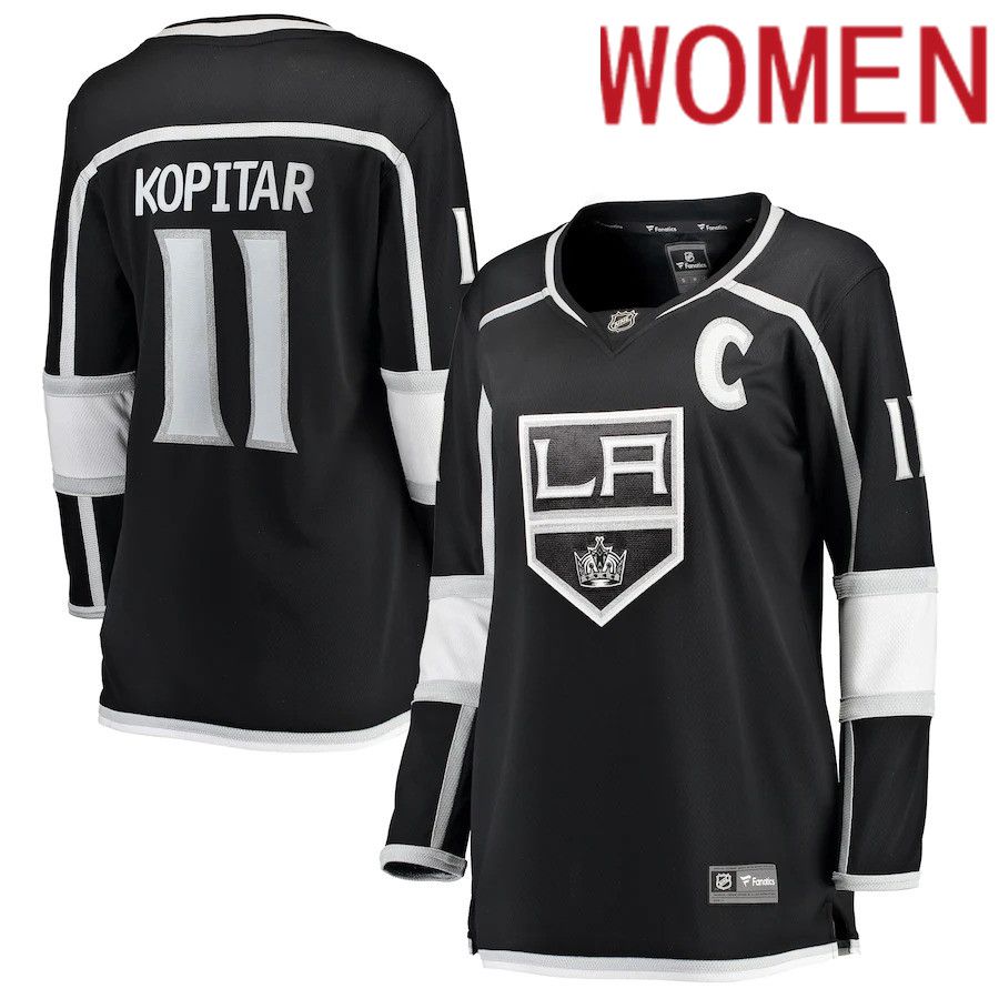 Women Los Angeles Kings #11 Anze Kopitar Fanatics Branded Black Home Breakaway Player NHL Jersey